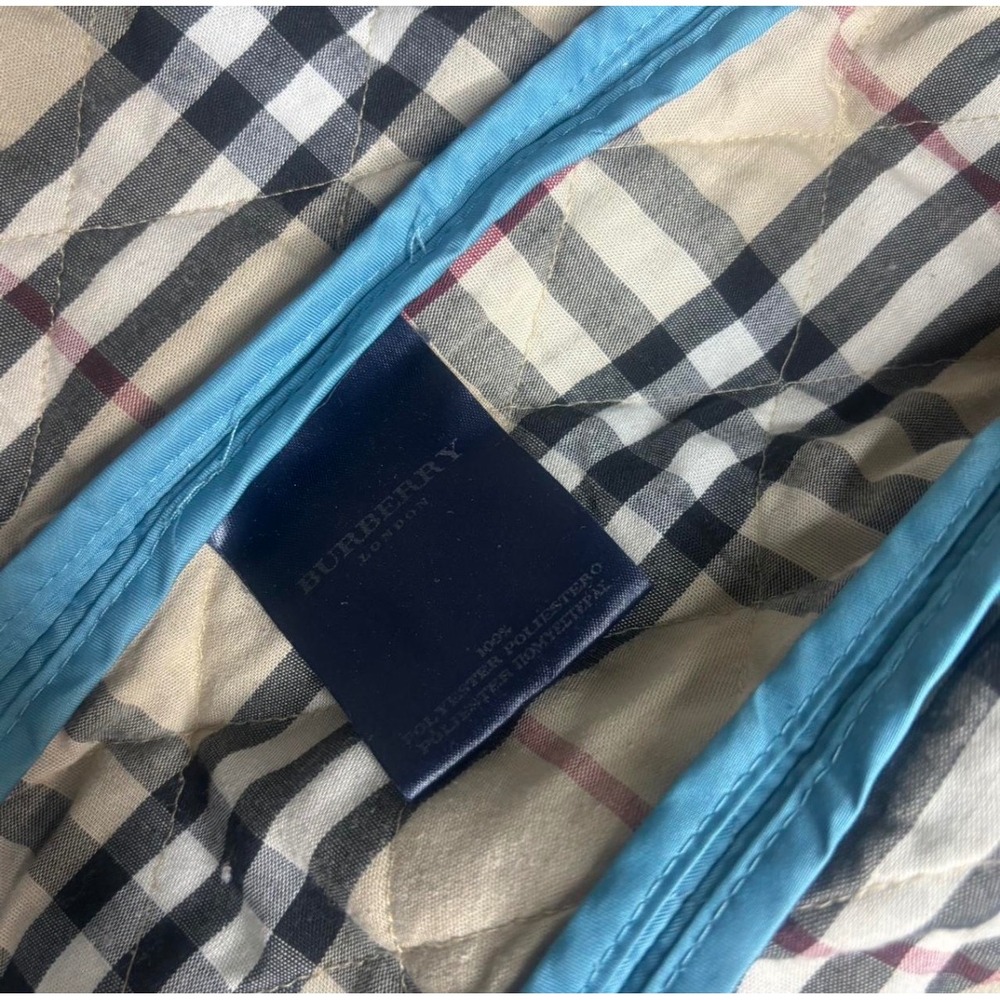 Burberry London Turquoise Blue Quilted Jacket Nova Check Lining Made in England - Picture 4 of 6